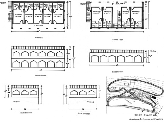 Floor plan of one devotee guesthouse