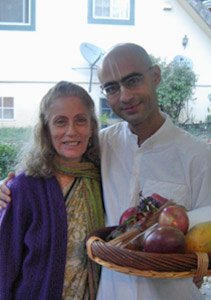 Srimati Bimala Didi and her newly initiated nephew Binoy Krishna who came from Brazil. Her mother, niece and now her nephew are disciples of Srila Gurudev