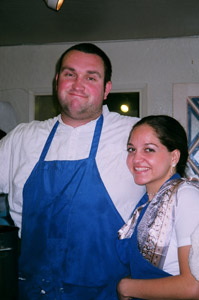 Vidura Krishna Prabhu and Annapurna in the kitchen.