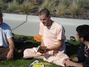 Everyone read from Srimad Bhagavad Gita, Hidden Treasure of the Sweet Absolute.