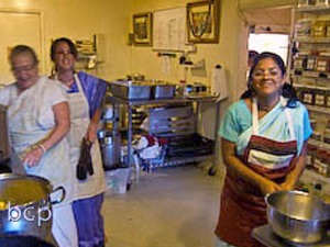 The kitchen crew was busy all day. Here is Sureshvari, Rasa Rajani and Vrnda Didis.