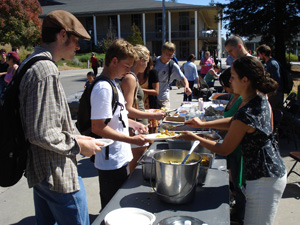 The lines formed instantly and the serve out began at a brisk pace.