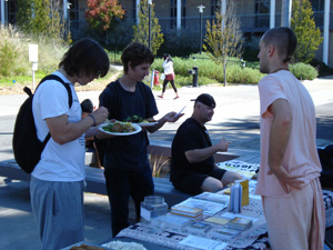 People kept coming over to receive a plate and also ask questions.