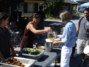 Phoenix happily helped to serve the Prasadam.