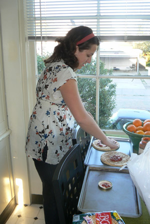 Vaidehi Devi Dasi prepared pizza for everyone.