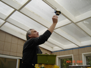 Hasyapriya Prabhu installing the new fan.