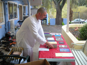 Harindhu Prabhu set up the book table.