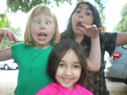 These happy young girls, Syama Mohini, Radha Dasi and Lavanica showed off for the camera.