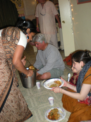 Vrinda Didi serves curd sabji.