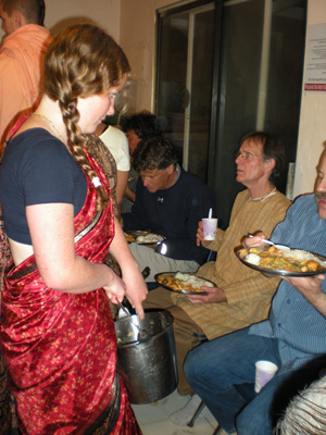 Kumari Devaki serves shukta.