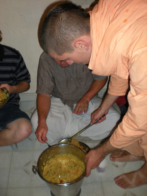 Kamal Krishna serves the kitri.