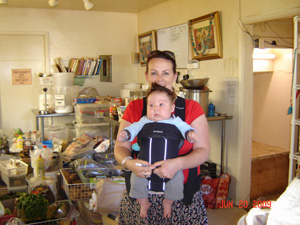 Rasa Rajani and her son Madhav Prabhu. She helped to organize the kitchen cleanup.