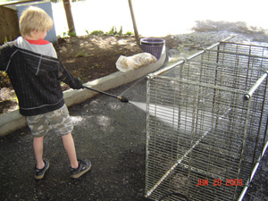 The power washer is a lot of fun and young Gopal gets  a turn. 