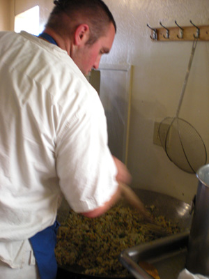 During the program the amazing kitchen crew was moving at full speed. Vidura Krishna Prabhu makes the puspanna rice.