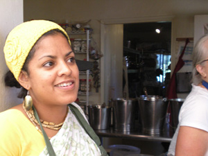 Vrinda Didi, one of our stalwart devotees, always serving. 
