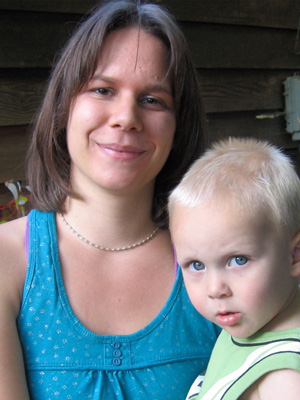 Anuradha Devi Dasi and her son Krishna das.