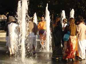 the fountain  was beckoning to take part in the sankirtan.