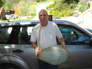 Jatindra Mohan Prabhu practices mrdanga.