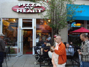 Their path takes them past the famous Pizza My Heart.