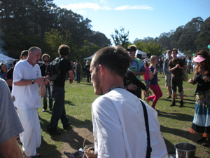 Vira Chandra Prabhu joins the Sankirtan Party and also distributes cookies.