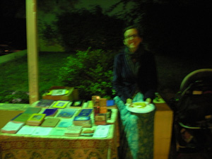 Sushila Didi takes care of the book distribution.