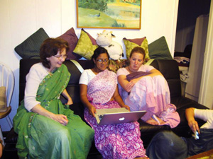 Jivana, Vrinda , and Radhika Didis. Vrinda Didi spoke so sweetly while Jayavati Didi translated. 