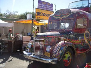 Ken Kesey and the Merry Prankster's famous bus "Furthur" was on display at the festival.