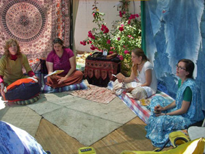 Saturday and Sunday the festival was in full swing.  Both days all the ladies gathered in the tent to chant.  