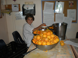 Prema helps with the oranges for the nectar.