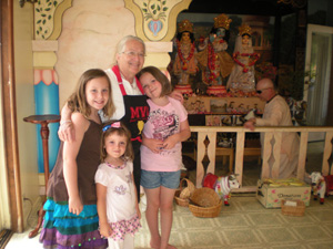 Sureshwari Didi and her granddaughters, Sage and Bali with their cousin Zoie.