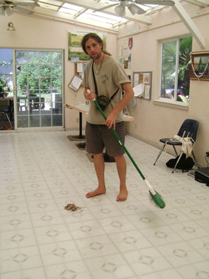 Murali Mohan Prabhu pitching in with the cleaning.