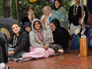 Everyone smiles as Srila Janardan Maharaj says that months ago when he heard about this project he thought it would be beautiful but he didnt know it was going to be this beautiful! 