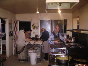 Many, many devotees helped in the kitchen.