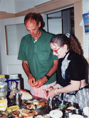 Here he is helping Sureshwari serve Prasadam on Srila Gurudev's first world tour. 