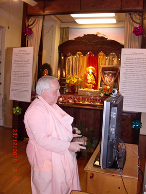 Sripad Bhakti Madahava Puri Maharaj arranges to broadcast the proceedings.