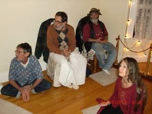 Fortunate attendees listen to the glorification of His Divine Grace Srila Bhakti Sundar Govinda Dev-Goswami Maharaja.